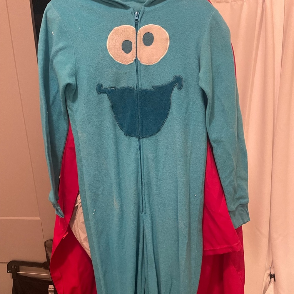BLUE ADULT COOKIE MONSTER ONESIE